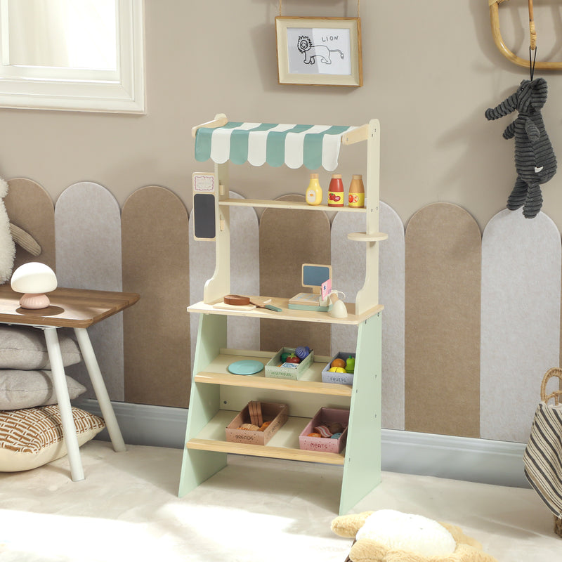 Qaba Wooden Dishwasher Playset, Play Sink Toys with Faucet, Turning Knobs and Accessories, Gift for Boys Girls Toddlers