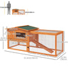 Wooden Rabbit Hutch Guinea Pig House with Removable Tray, Openable Roof, Trough, Run for Tortoises and Ferrets, Orange