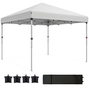 10' x 10' Pop Up Canopy with Sidewalls, Roller Bag, Height Adjustable Instant Tent for Outdoor, Garden, Patio, White