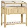 Raised Garden Bed, Outdoor Wooden & PVC Elevated Planter Box with Cold Frame Greenhouse and Storage Shelf, Natural