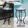 Round Outdoor Table, Patio Bistro Coffee Table with Mosaic Top and Steel Frame for Garden