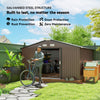 11' x 13'Garden Storage Shed w/ Foundation Kit Metal Tool Storage House w/ Double Doors, Brown