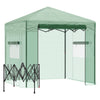 Portable Pop Up Greenhouse, Outdoor Walk-in Hot House with Roll-up Door & 2 Windows, 8' x 6' , Green