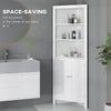 Tall Bathroom Storage Cabinet, Corner Cabinet with Doors, Linen Cabinet with Doors and 3-Tier Shelves, White