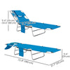 Folding Outdoor Lounge Chair, 5-Level Tanning Chair with Face Hole, Side Pocket, Carry Strap for Beach Pool, Blue