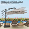 10FT Cantilever Umbrella with Fillable Base, Wind Strap and Cover, Offset Hanging Umbrella with Crank, Cream White