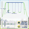 3 in 1 Metal Swing Set with Double Swings, Glider for Backyard, Outdoor, Playgroundt, Green