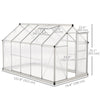 6' x 10' x 6.6' Polycarbonate Greenhouse, Walk-In Green House Kit Garden, Plants Grow, Galvanized Sheet Aluminum Frame with Rain Gutter, Vents and Sliding Door, Silver