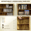 8-Tier DVD Shelf with 6 Adjustable Shelves, Slim CD Shelf, Holds 360 CDs, 185 DVDs or 185 Blu-rays, Rustic Brown