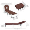 Adjustable Outdoor Lounge Chair, Garden Folding Chaise Lounge with Face Hole Reclining Tanning Chair Seat, Folding Camping Beach Lounging Bed w/ Support Pillow, Brown