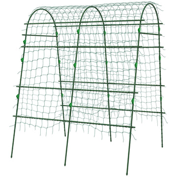 Arched Garden Trellis w/ Climbing Net Metal Cucumber Plant Trellis A-Frame for Climbing Plants 57