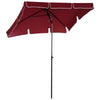 6.5x4ft Rectangle Patio Umbrella Aluminum Tilt Adjustable Garden Parasol Sun Shade Outdoor Canopy Wine Red