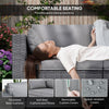 3 Seater Wicker Patio Sofa with Side Trays, Outdoor Couch with 6