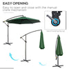 9.7ft Offset Patio UmbrellaCantilever Parasol with Crank Handle, 8 Ribs and Cross Base for Outdoor, Sun Shade, Green