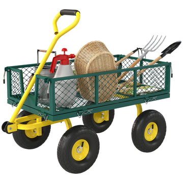 Garden Cart, Utility Wagon Cart with Removable Sides, Convert into Flatbed, 10
