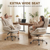 Criss Cross Chair with Wheels, Waterfall Armrests, Overstuffed Wide Office Chair with Footrest, Light Grey