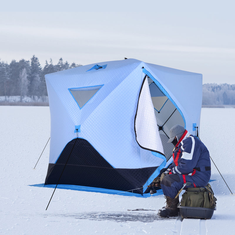 4-Person Pop-up Ice Fishing Tent, Insulated Ice Fishing Shelter with Ventilation Windows, Double Doors and Carry Bag, for Low-Temp -22℉