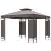 10 x 10 FT Canopy Gazebo, Double Roof Patio Gazebo with Screen Panels and Metal Frame for Deck, Backyard
