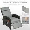 Wicker Recliner Chair with Adjustable Backrest and Footrest, Washable Cushion, Side Tray