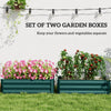 Set of 2 Galvanized Raised Beds for Garden, Outdoor Planter Box for Flowers, Herbs and Vegetables, Green