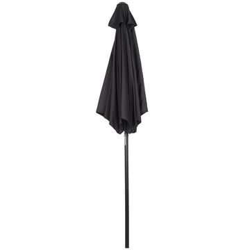 6.6FT Patio Umbrella, Outdoor Parasol with 6 Solid Ribs, Black