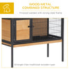 Rabbit Hutch, Wooden Bunny Cage Indoor Outdoor Bunny Hutch with Tray and Openable Water-Resistant Roof, Yellow