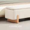 Storage Ottoman with Linen-Look Upholstery, Storage Bench with Safety Hinges and Wooden Legs for Bedroom, Cream White