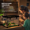 Glass Reptile Terrarium with Thermometer, Water Basin, Full View Visually for Lizards, Horned Frogs, Snakes, Spiders
