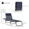 2 PCs Folding Lounge Chair, Adjustable Chaise Lounge with Headrest, Reclining Lounger Cot for Camping, Hiking, Dark Blue