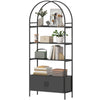 4-Tier Arched Shelving Unit with Cabinet, Bookshelf for Living Room, Office, 31.5