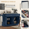 Stainless Steel Kitchen Island with Storage and Stainless Steel Top, Kitchen Trolley with Drawers, Cabinets, Towel Rack, Blue