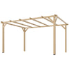 10' x 13' Wooden Pergola, Outdoor Pergola Gazebo Grape Trellis with Triangle Supports, Concrete Anchors, Nature Wood