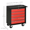 Rolling Tool Chest, 5-Drawer Lockable Tool Cabinet with 4 Wheels, Handle, Toolbox Storage Organizer for Garage, Workshop, Repair Shop