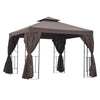 10' x 10' Patio Gazebo Outdoor, Canopy Shelter with Double-tier Roof, Pavilion Sidewalls for Garden Events
