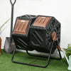 Rotating Composter, Dual Chamber Compost Bin with 24 Vents and Steel Legs, 34.5 Gallon, Brown