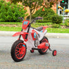 Kids Dirt Bike Battery-Powered Ride-On Electric Motorcycle with Charging 12V Battery, Training Wheels Red