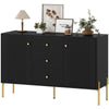 Buffet Cabinet, Modern Sideboard with 3 Soft-Close Drawers and 2 Adjustable Shelves for Living Room, Kitchen, Black