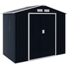 7' x 4' x 6' Garden Storage Shed Outdoor Patio Metal Tool Storage House w/ Foundation Kit and Double Doors, Dark Grey