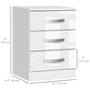 Modern Nightstand Set of 2, Bedside Tables with 3 High Gloss Drawers for Bedroom, White