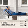Outdoor Lounge Chair Set of 2, Folding Chaise Lounge Tanning Chair with Cushion, Side Pocket, Brown/Blue