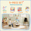 Qaba 5 Piece Kids Table and Chair Set with Storage for Kids Room, White