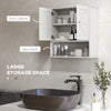 Farmhouse Bathroom Medicine Cabinet, Wall Cabinet with Barn Doors, and Adjustable Shelf for Laundry Room, White
