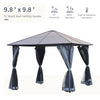 10' x 13' Hardtop Gazebo Aluminum Framed Marquee Party Tent Shelter with Mesh Curtains & Side Walls - Grey