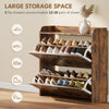 Narrow Shoe Storage Cabinet, Farmhouse Slim Shoe Cabinet with 2 Flip Drawers, Adjustable Shelves, Rustic Brown