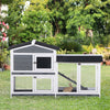 2-tier Wood Rabbit Hutch Backyard Bunny Cage Small Animal House w/ Ramp and Outdoor Run