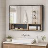 Wall Mounted Bathroom Medicine Cabinet with Mirror and Shelves, Grey