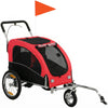 Elite II Dog Bike Trailer 2-In-1 Pet Stroller Cart Bicycle Wagon Cargo Carrier Attachment for Travel with Suspension and Storage Pockets, Red