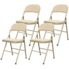 4 Pack Folding Chairs with Padded Seats, Velvet Portable Party Chairs with Steel Frame, Beige