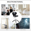 Adjustable Swivel Salon Stool with Backrest and Wheels, Office & Living Room Chair, Synthetic Leather, Black