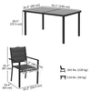 5 Piece Outdoor Dining Set w/ 4 Stackable Chairs, Rectangle Table, Tempered Glass Top, Steel Frame, Black